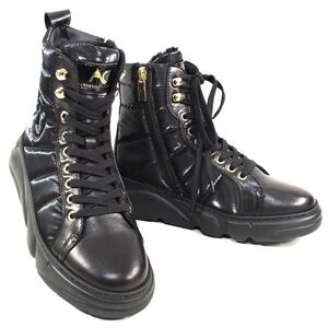 Alberto Ciccioli 🇮🇹 women's black soft leather winter comfort fur bootie